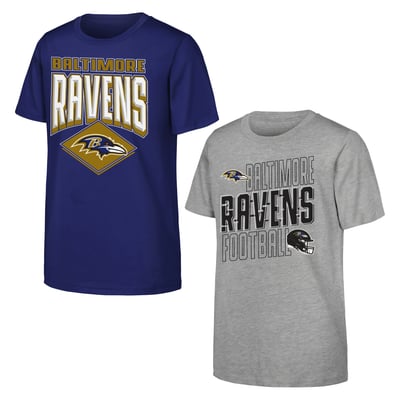 Baltimore Ravens Outerstuff Youth Trench Kings 2-Pack T-Shirt Set - Purple/Gray