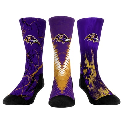  Baltimore Ravens Rock Em Youth 3-Pack Crew Socks Set - 