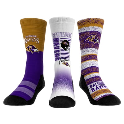  Baltimore Ravens Rock Em Youth Throwback Three-Pack Crew Sock Set - 