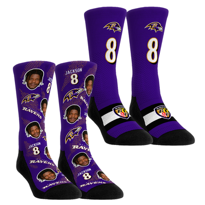 Lamar Jackson Baltimore Ravens Rock Em Youth Player Football Guy Two-Pack Crew Sock Set