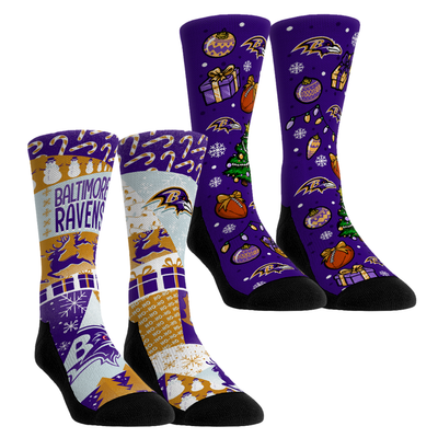Baltimore Ravens Rock Em Socks Youth Holiday Remix Crew Socks Two-Pack