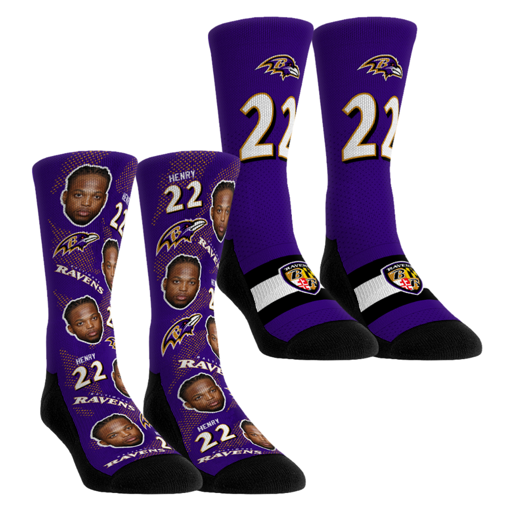 Derrick Henry Baltimore Ravens Rock Em Socks Youth Player Football Guy Two-Pack Crew Sock Set