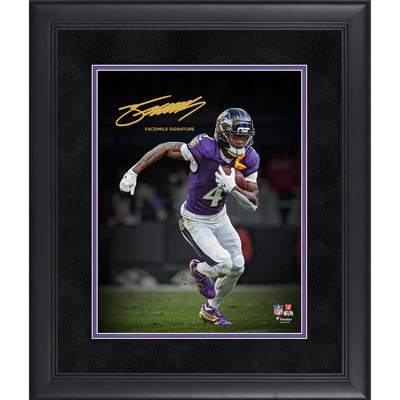 Zay Flowers Baltimore Ravens Facsimile Signature Fanatics Authentic Framed 11" x 14" Spotlight Photograph