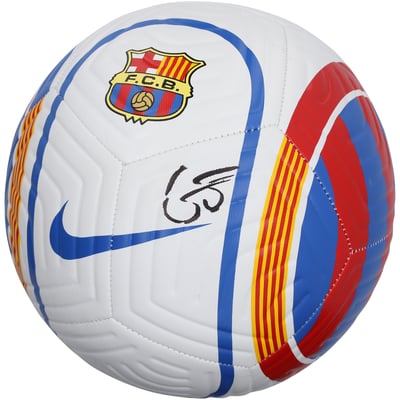 Gavi Barcelona Autographed Fanatics Authentic White/Red/Blue Soccer Ball