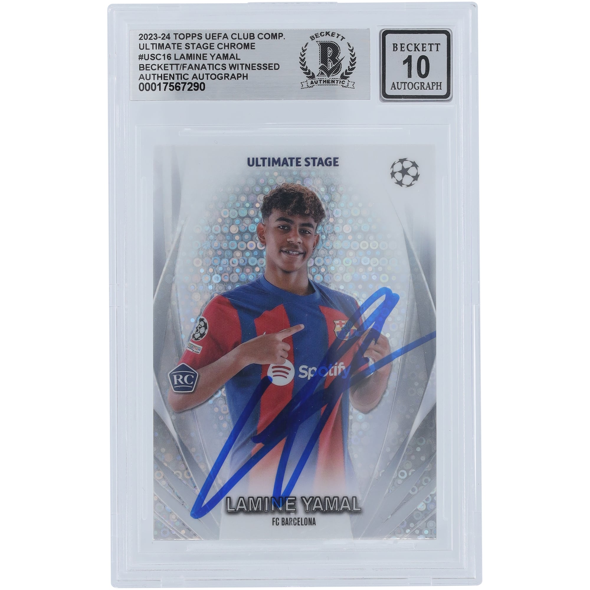 Lamine Yamal FC Barcelona Autographed 2023-24 Topps UEFA Club 