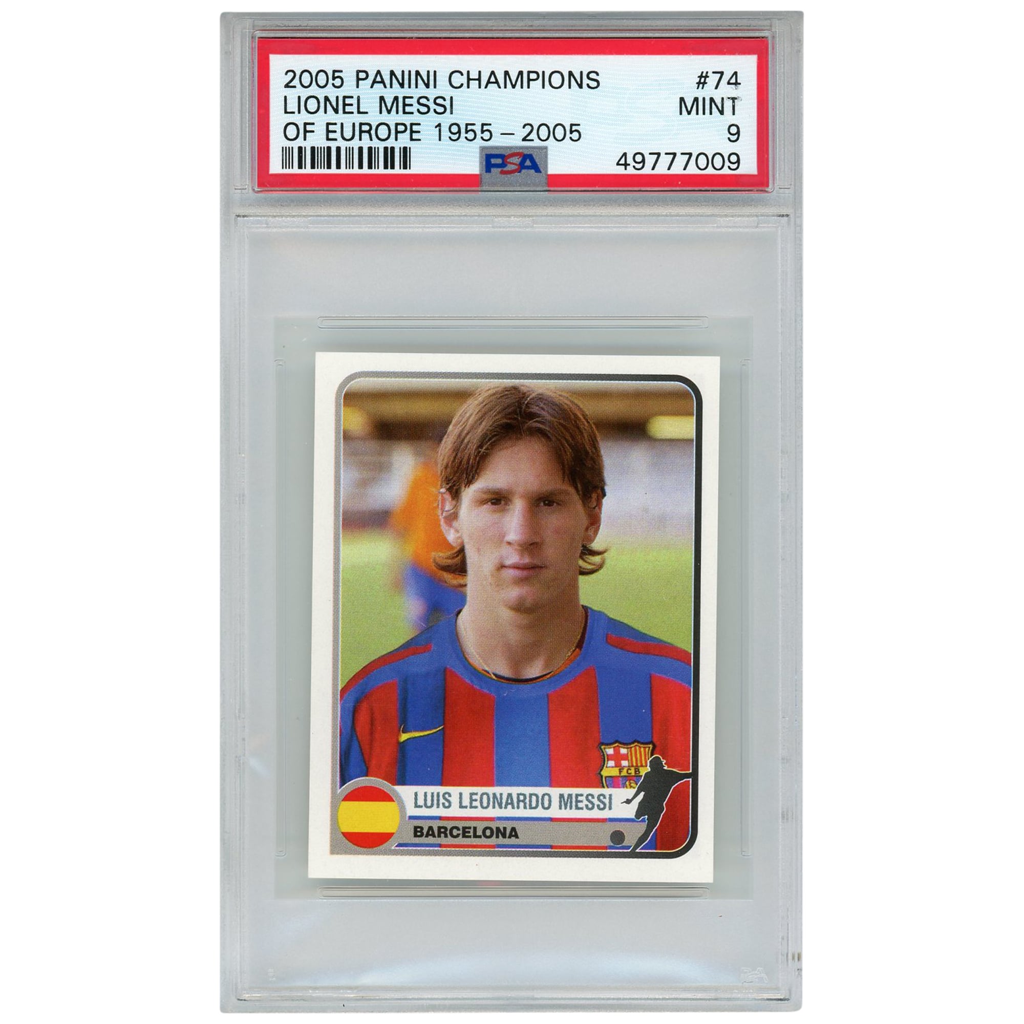 Lionel Messi Barcelona 2005 Panini Champions #74 Card - PSA 9