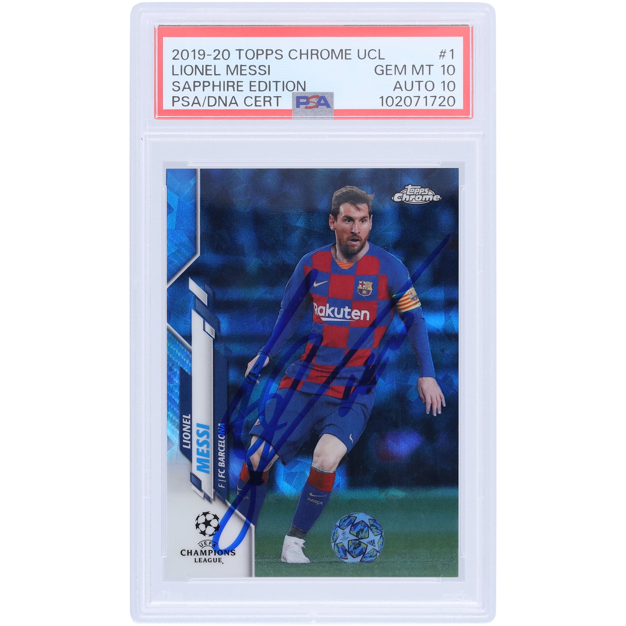 Lionel Messi Barcelona Autographed 2019-20 Topps Chrome UCL 