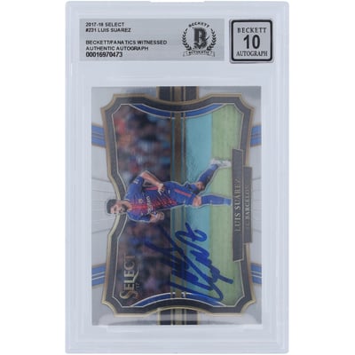 Luis Suarez Barcelona Autographed 2017-18 Panini Select #231 Beckett Fanatics Witnessed Authenticated 10 Card