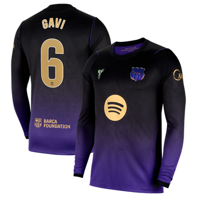 Gavi Barcelona Nike 2026/27 Away Stadium Replica Long Sleeve Jersey - Purple