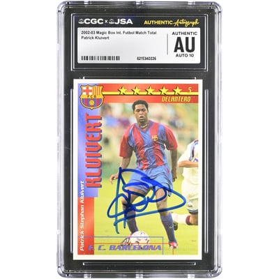 Patrick Kluivert Barcelona Autographed 2002-03 Magic Box Int. Futbol Match Total #NNO CGC Authenticated AUTO 10 Card