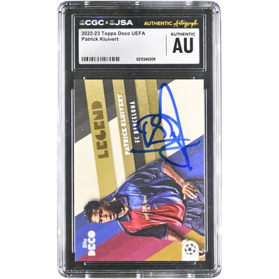 Patrick Kluivert Barcelona Autographed 2022-23 Topps Deco UEFA #NNO CGC Authenticated Card