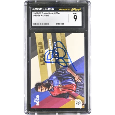 Patrick Kluivert Barcelona Autographed 2022-23 Topps Deco UEFA #NNO CGC Authenticated MINT 9 Card
