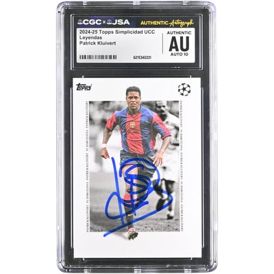 Patrick Kluivert Barcelona Autographed 2024-25 Topps Simplicidad UCC Leyendas #NNO CGC Authenticated AUTO 10 Card