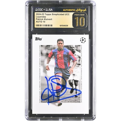 Patrick Kluivert Barcelona Autographed 2024-25 Topps Simplicidad UCC Leyendas #NNO CGC Authenticated PRISTINE 10/10 Card