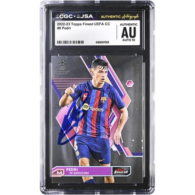 Pedri Barcelona Autographed 2022-23 Topps Finest UEFA CC #8 CGC Authenticated AUTO 10 Card