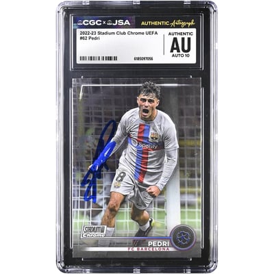 Pedri Barcelona Autographed 2022-23 Topps Stadium Club Chrome #62 CGC Authenticated AUTO 10 Card