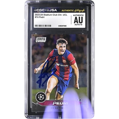 Pedri Barcelona Autographed 2023-24 Topps Stadium Club Chrome #74 CGC Authenticated AUTO 10 Card