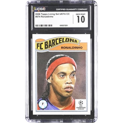 Ronaldinho Barcelona 2026 Topps Living Set UEFA CC #874 CGC Authenticated 10 Card