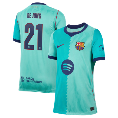 Frenkie de Jong Barcelona Nike Youth 2026/27 Third Stadium Replica Jersey - Turquoise