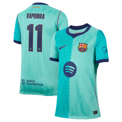 Raphinha Barcelona Nike Youth 2026/27 Third Stadium Replica Jersey - Turquoise