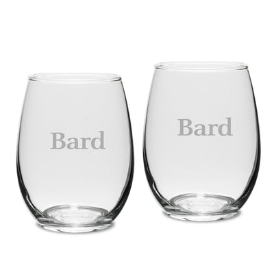 Bard College Raptors Team 15oz. 2-Piece Stemless Wine Glass Set