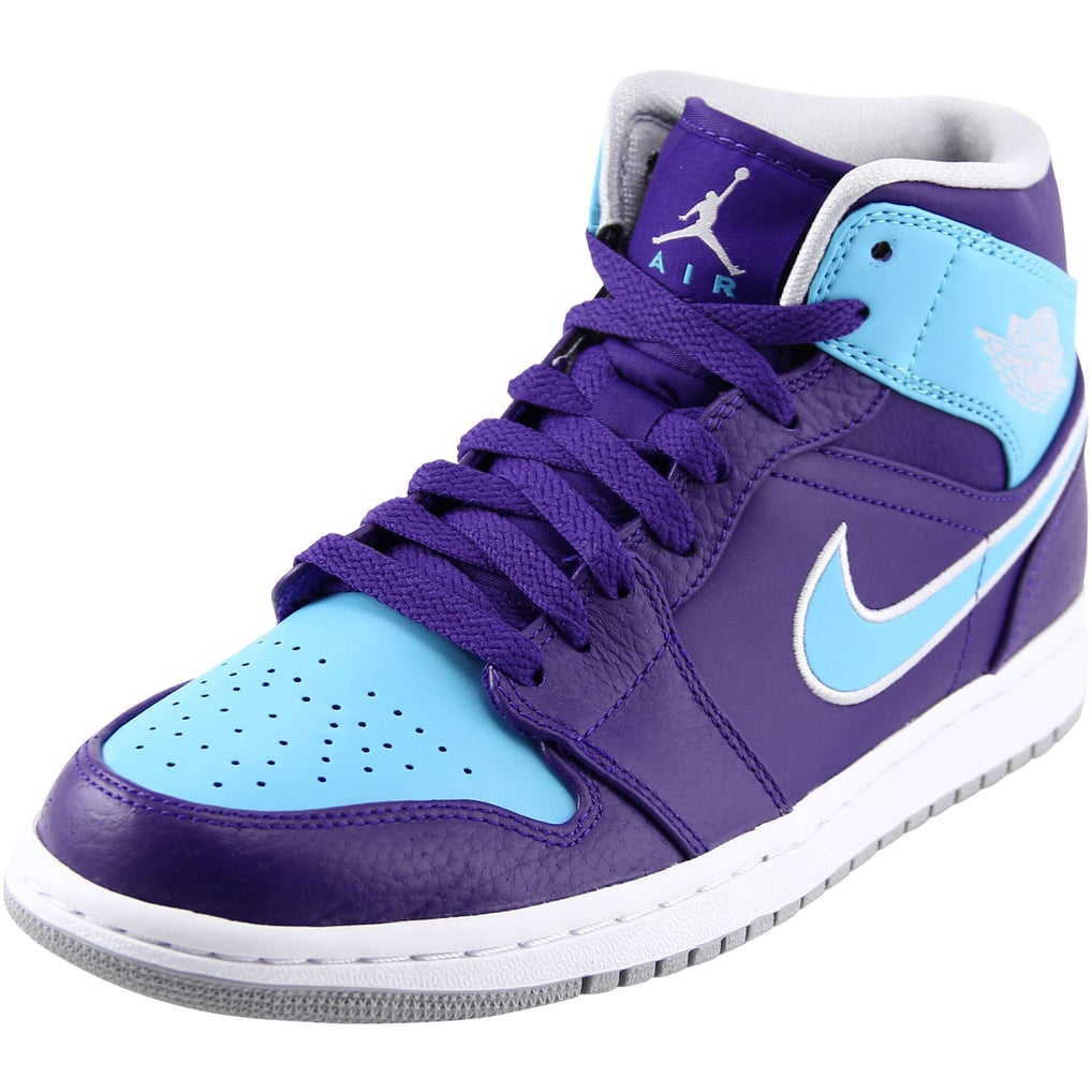 Air Jordan 1 Mid Basketball Shoes - Purple/Light Blue display picture 2