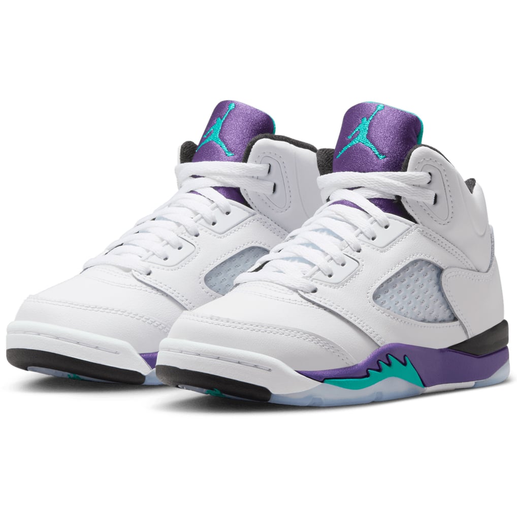 Preschool Nike White Jordan 5 Retro Basketball Shoes display picture 2
