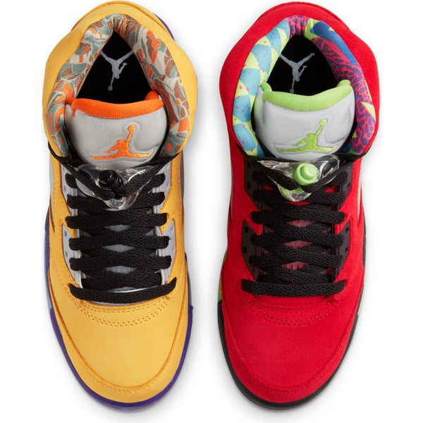 Nike Air Jordan 5 High-Top in Sail, Yellow & Red Accents Size 5.5 Grade School Nike Air Jordan 5 Retro WHAT THE RED AND YELLOW CZ5725-700  main image 4