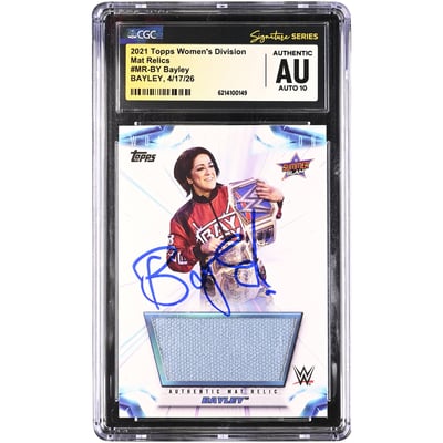 Bayley WWE Autographed 2021 Topps Women's Division Mat Relics #MR-BY #/250 CGC Fanatics Witnessed Authenticated AUTO 10 Card