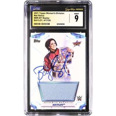 Bayley WWE Autographed 2021 Topps Women's Division Mat Relics #MR-BY #/250 CGC Fanatics Witnessed Authenticated MINT 9 Card