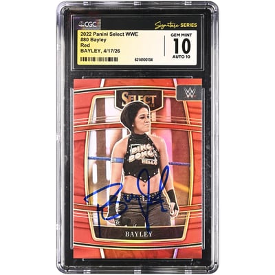 Bayley WWE Autographed 2022 Panini Select Red #80 #/249 CGC Fanatics Witnessed Authenticated 10/10 Card