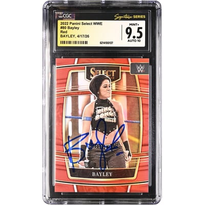 Bayley WWE Autographed 2022 Panini Select Red #80 #/249 CGC Fanatics Witnessed Authenticated 9.5/10 Card