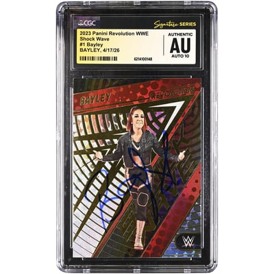 Bayley WWE Autographed 2023 Panini Revolution Shock Wave #1 CGC Fanatics Witnessed Authenticated AUTO 10 Card
