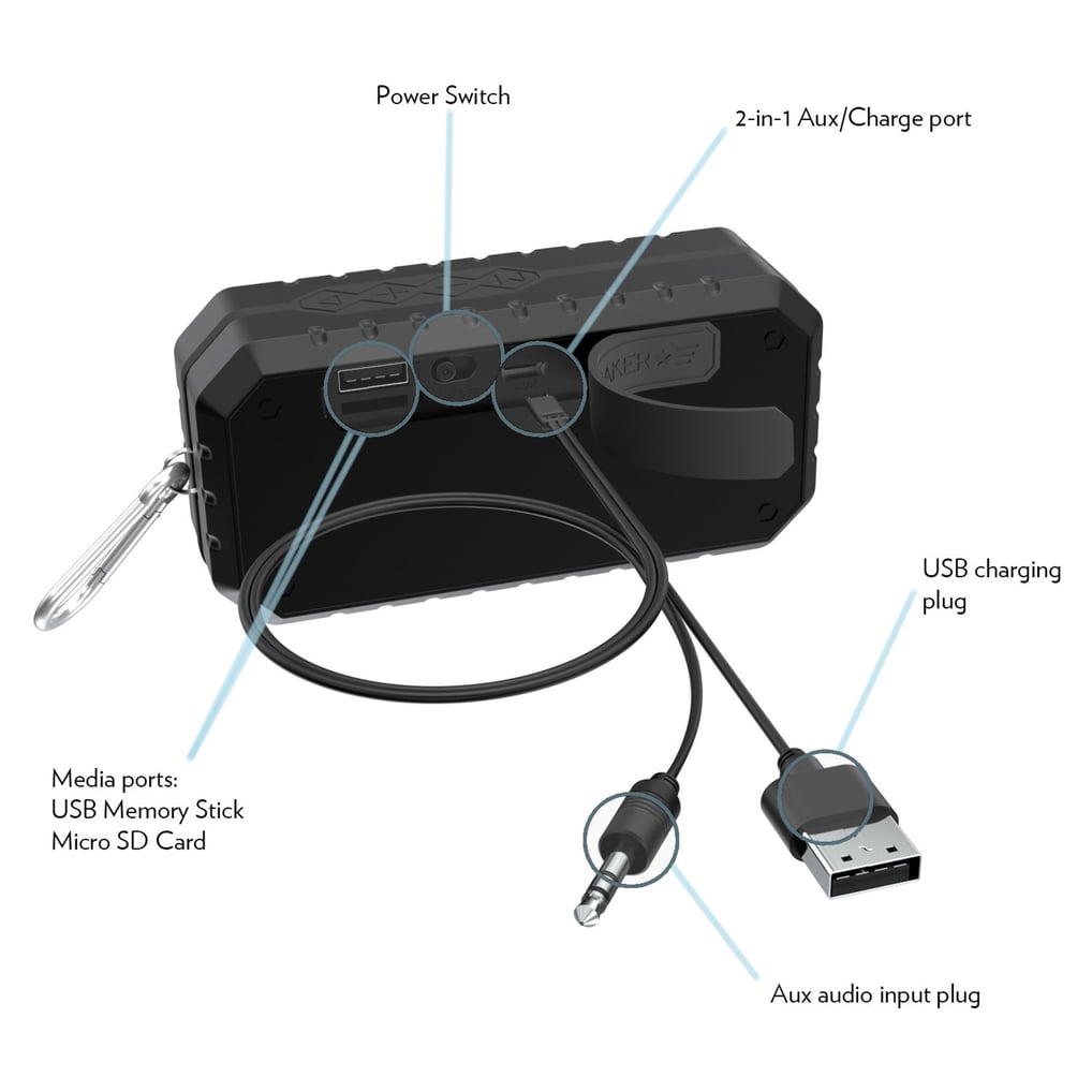 Bayley Keyscaper Water Resistant Bluetooth Speaker - Black
