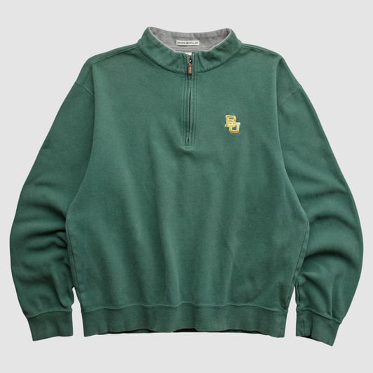 Baylor Bears Peter Miller 2000s 1/4 Zip Sweatshirt - Green - M by Fanatics Real Vintage