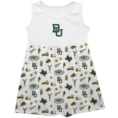  Baylor Bears Vive La Fete Girls Toddler Impressions Artwork Tank Top Dress - White