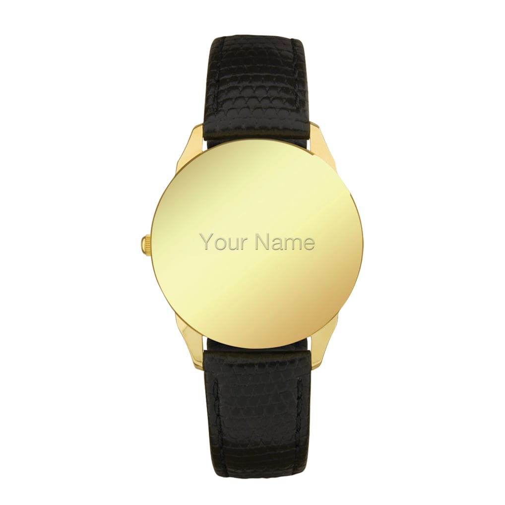 Baylor Bears Personalized Medallion Black Leather Wristwatch - Gold