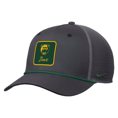  Baylor Bears Nike Primetime Logo Script Rise Rope Trucker Adjustable Hat - Anthracite