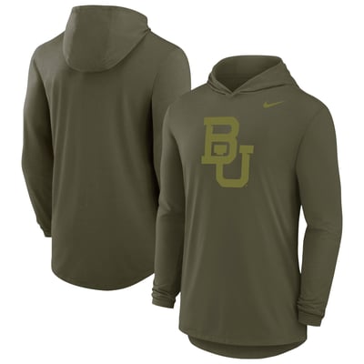 Baylor Bears Nike Dri-FIT Military Long Sleeve Hooded T-Shirt - Olive