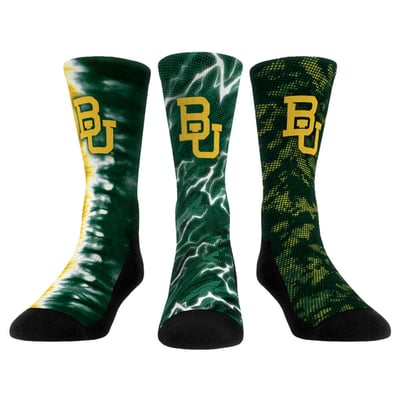 Baylor Bears Rock Em Unisex Three-Piece Team Tones Crew Socks Set