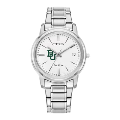 Baylor Bears Citizen Watch Women's Eco-Drive White Dial Stainless Steel Watch - Silver