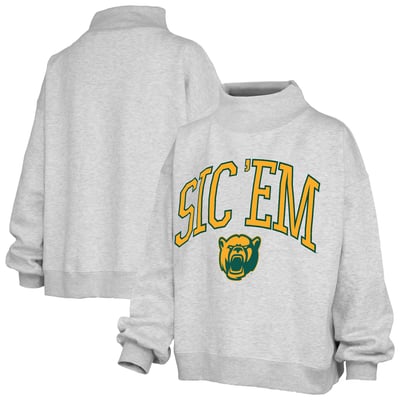  Baylor Bears Pressbox Women's Oversized Slogan Fleece Mock Neck Sweatshirt - Ash