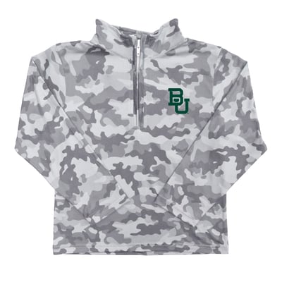  Baylor Bears Vive La Fete Youth Camo Quarter-Zip Sweatshirt - Gray