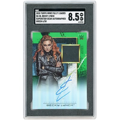 Becky Lynch WWE Autographed 2020 Topps WWE Fully Loaded Green Superstar Worn Gear Relic #SG-BL #6/50 SGC Authenticated 8.5 Card 