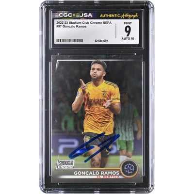 Gonçalo Ramos Benfica Autographed 2022-23 Topps Stadium Club Chrome #97 CGC Authenticated 9/10 Card