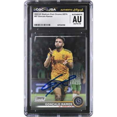Gonçalo Ramos Benfica Autographed 2022-23 Topps Stadium Club Chrome #97 CGC Authenticated AUTO 10 Card