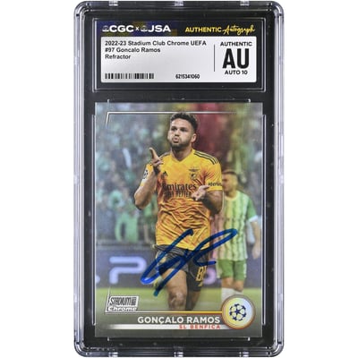 Gonçalo Ramos Benfica Autographed 2022-23 Topps Stadium Club Chrome Refractor #97 CGC Authenticated AUTO 10 Card