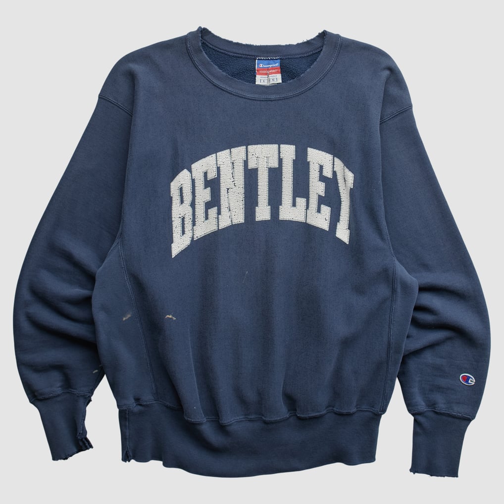 Bentley Falcons Champion 2000s Pullover Sweatshirt - Navy - M by Fanatics Real Vintage