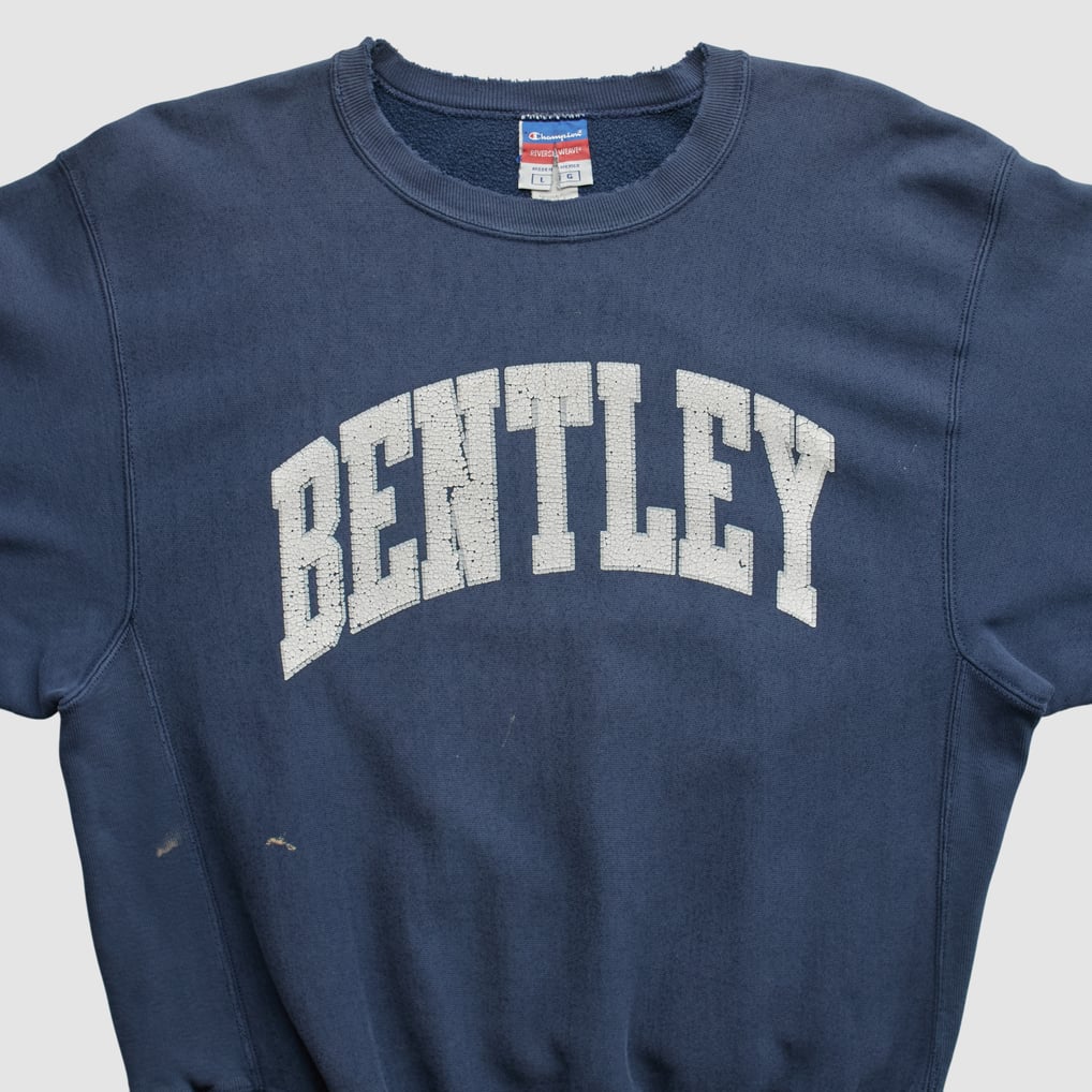 Bentley Falcons Champion 2000s Pullover Sweatshirt - Navy - M by Fanatics Real Vintage