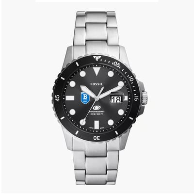 Bentley Falcons Fossil Blue Dive Three-Hand Date Stainless Steel Watch - Silver